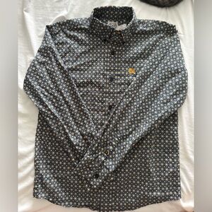 Boy’s Cinch Patterned Shirt - Black and Gold Medium (10)